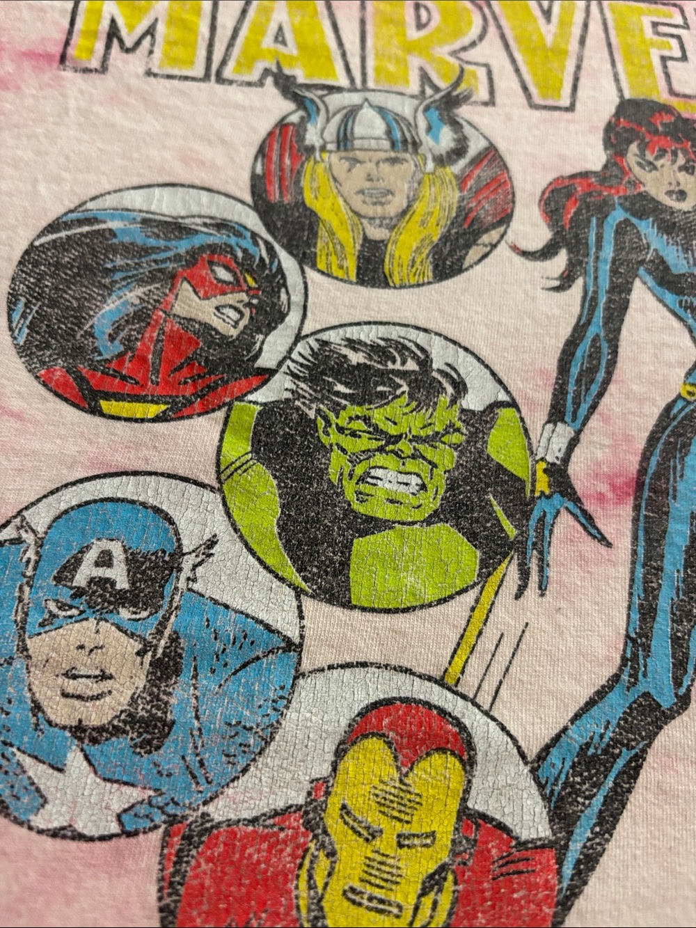 Marvel Avengers Tie Dye Graphic T Shirt Black Widow Hulk Iron Man Large - Picture 3 of 7